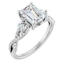 The Iconic 3-Stone Twisted Engagement Ring | Emerald | 2 ½ CTW