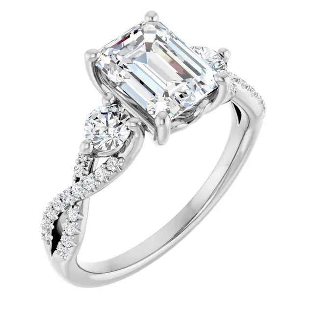 The Iconic 3-Stone Twisted Engagement Ring | Emerald | 2 ½ CTW