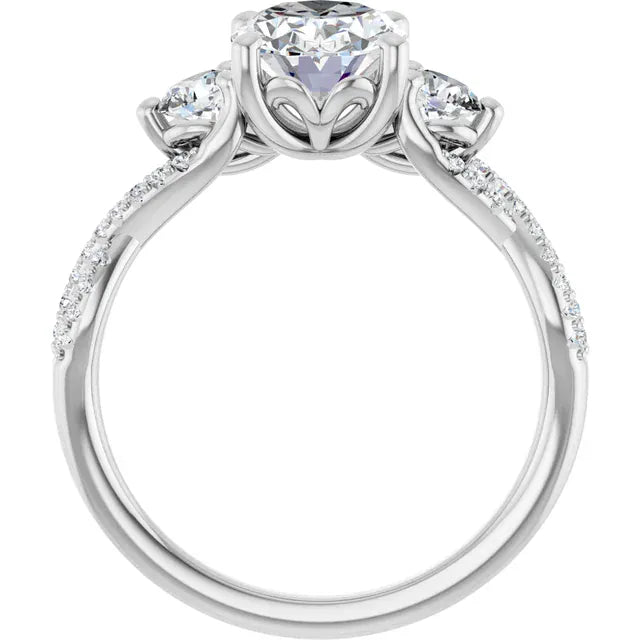 The Iconic 3-Stone Twisted Engagement Ring | Oval | 2 ½ CTW