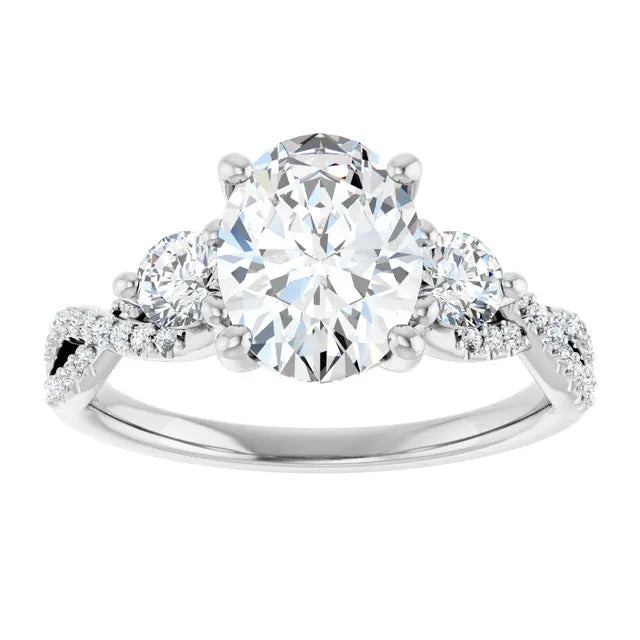 The Iconic 3-Stone Twisted Engagement Ring | Oval | 2 ½ CTW