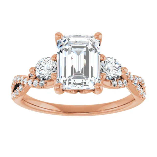 The Iconic 3-Stone Twisted Engagement Ring | Emerald | 2 ½ CTW