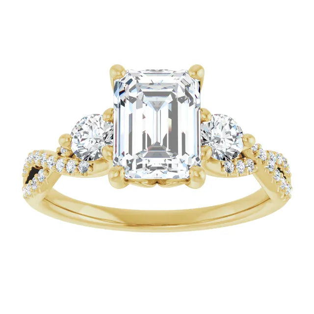 The Iconic 3-Stone Twisted Engagement Ring | Emerald | 2 ½ CTW
