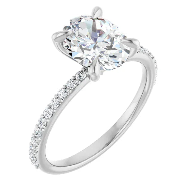 The Timeless Pavé Engagement Ring | Oval | 2 ¼ CTW