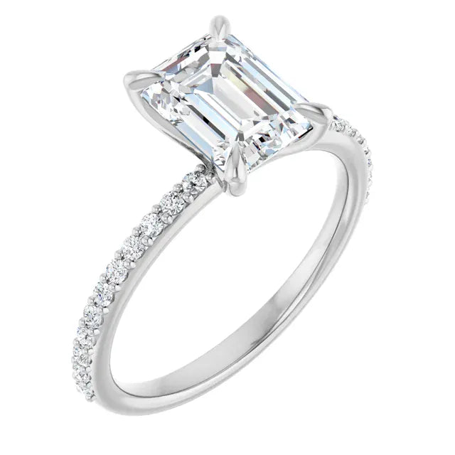 The Timeless Pavé Engagement Ring | Emerald | 2 ¼ CTW