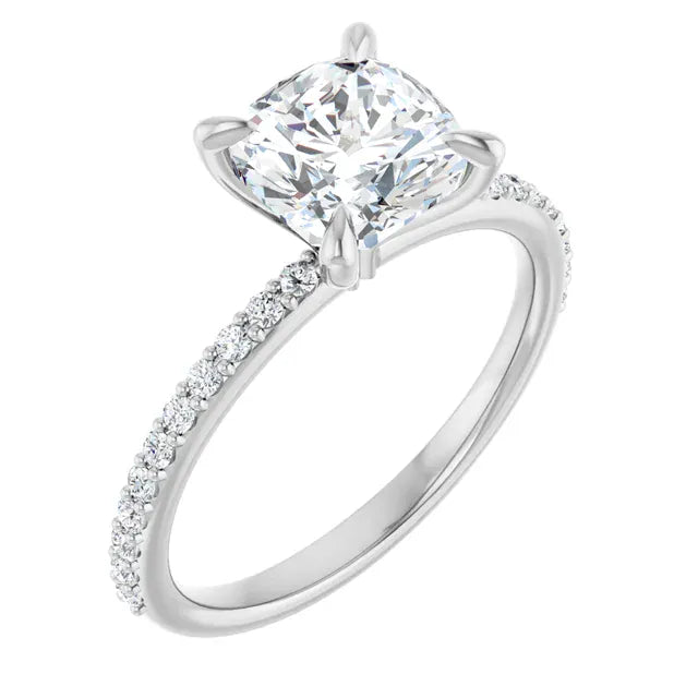 The Timeless Pavé Engagement Ring | Cushion | 2 ¼ CTW