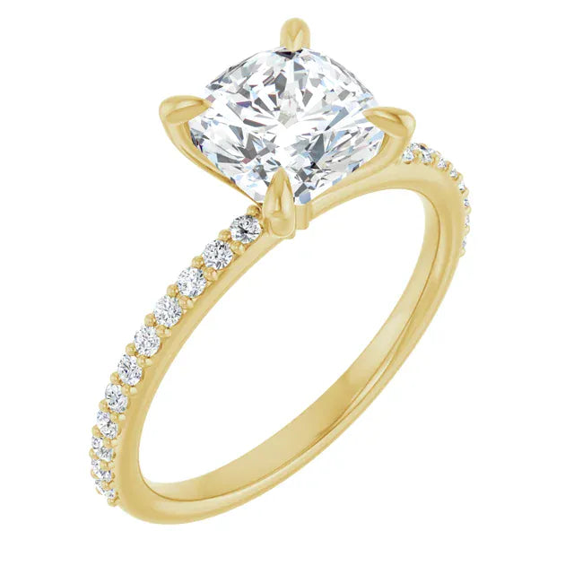 The Timeless Pavé Engagement Ring | Cushion | 2 ¼ CTW