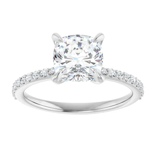 The Timeless Pavé Engagement Ring | Cushion | 2 ¼ CTW