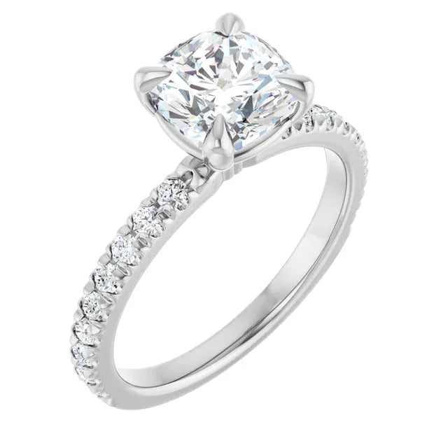 The Classic Pavé Engagement Ring | Cushion | 2 ⅜ CTW