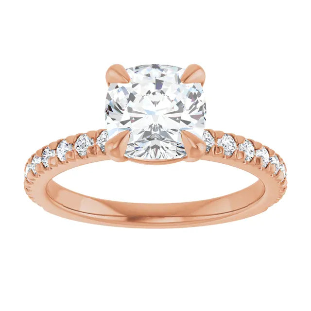 The Classic Pavé Engagement Ring | Cushion | 2 ⅜ CTW