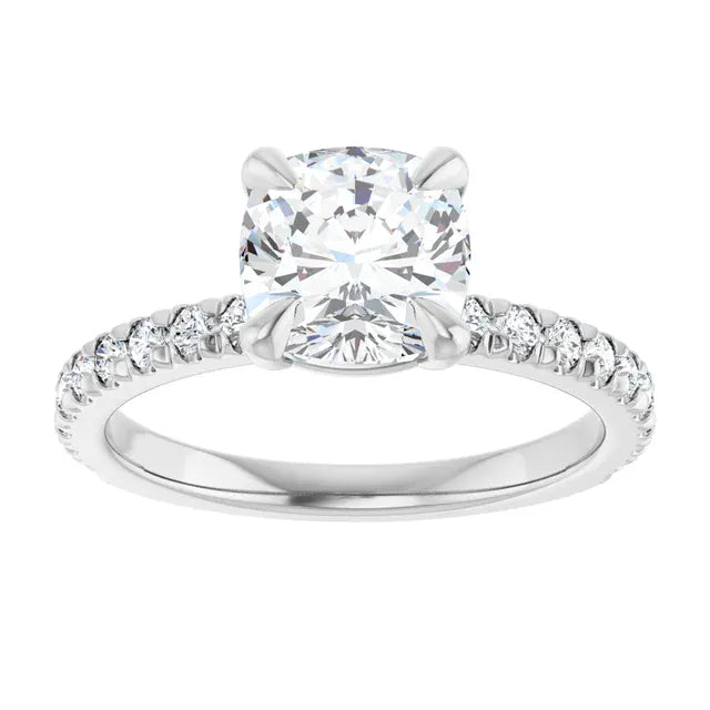 The Classic Pavé Engagement Ring | Cushion | 2 ⅜ CTW