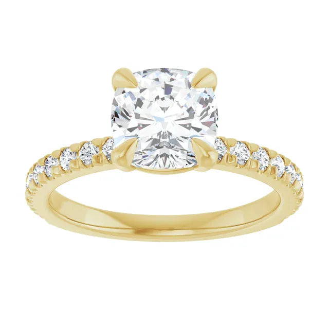 The Classic Pavé Engagement Ring | Cushion | 2 ⅜ CTW