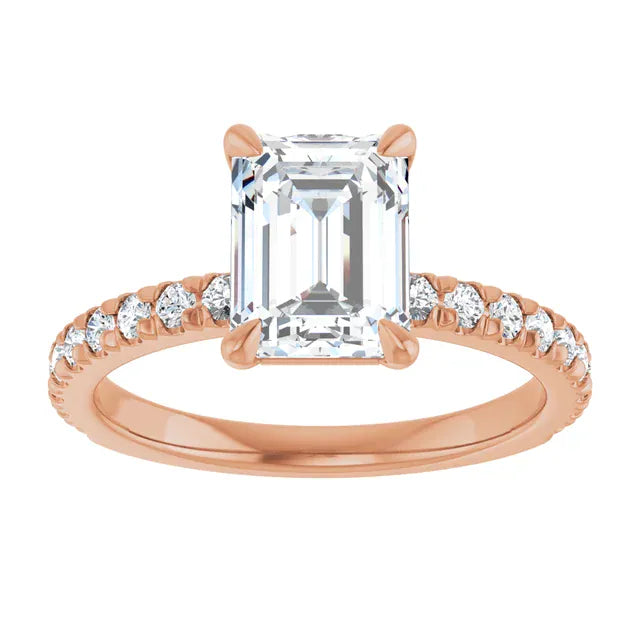 The Classic Pavé Engagement Ring | Emerald | 2 ⅜ CTW