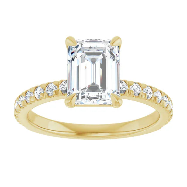 The Classic Pavé Engagement Ring | Emerald | 2 ⅜ CTW