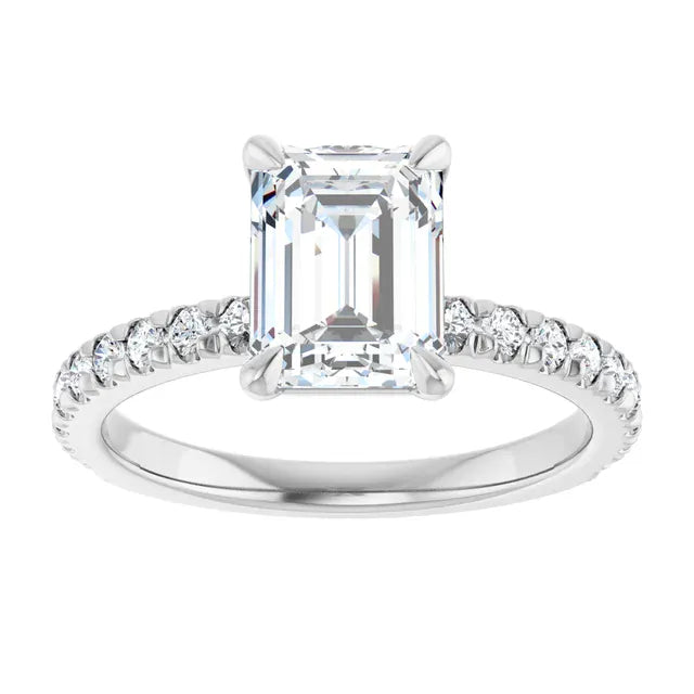 The Classic Pavé Engagement Ring | Emerald | 2 ⅜ CTW