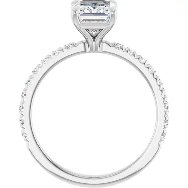 The Classic Pavé Engagement Ring | Emerald | 2 ⅜ CTW