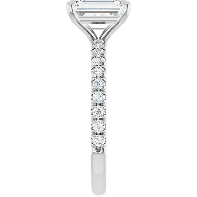 The Classic Pavé Engagement Ring | Emerald | 2 ⅜ CTW