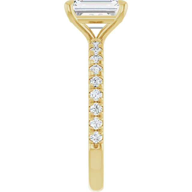 The Classic Pavé Engagement Ring | Emerald | 2 ⅜ CTW