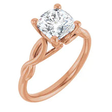 The Elegant Twisted Solitaire Engagement Ring | Cushion | 2 CTW