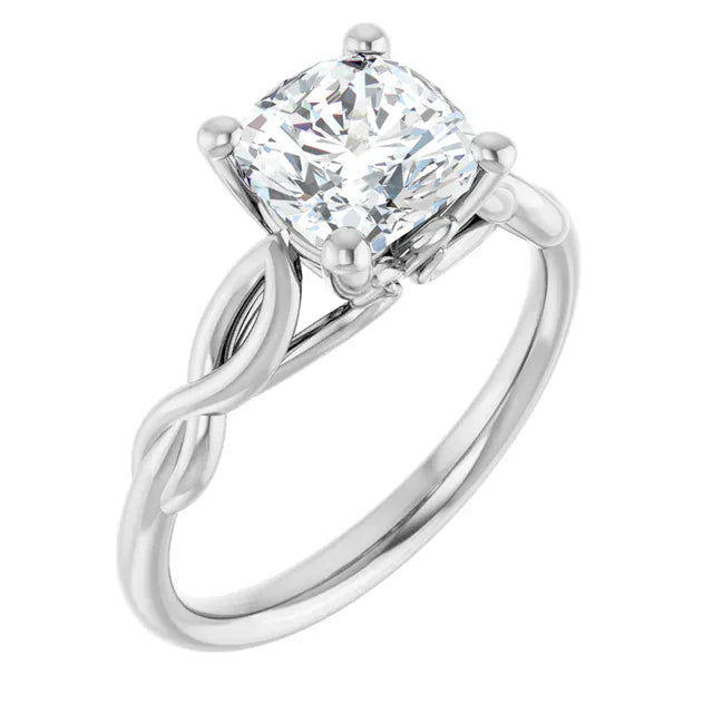 The Elegant Twisted Solitaire Engagement Ring | Cushion | 2 CTW