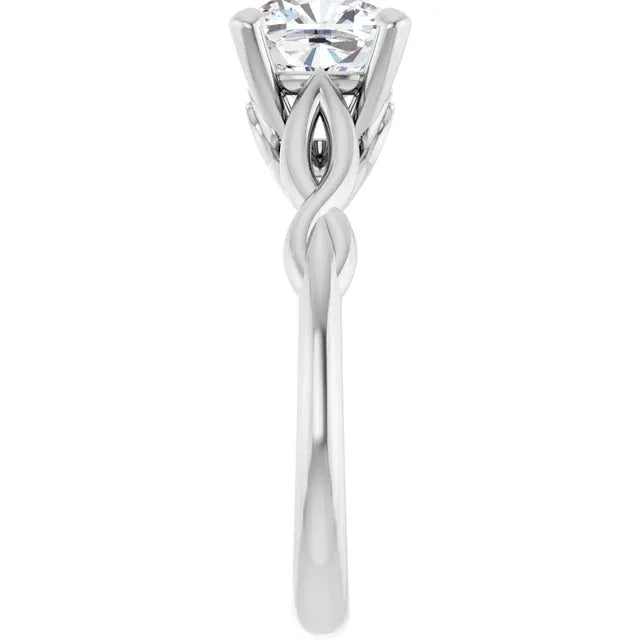 The Elegant Twisted Solitaire Engagement Ring | Cushion | 2 CTW