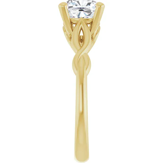 The Elegant Twisted Solitaire Engagement Ring | Cushion | 2 CTW