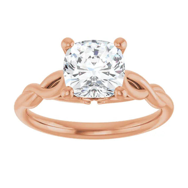 The Elegant Twisted Solitaire Engagement Ring | Cushion | 2 CTW
