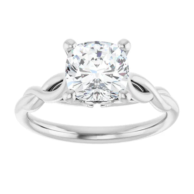 The Elegant Twisted Solitaire Engagement Ring | Cushion | 2 CTW