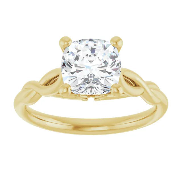 The Elegant Twisted Solitaire Engagement Ring | Cushion | 2 CTW