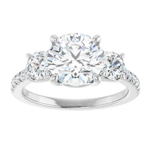 The Iconic 3-Stone Pavé Engagement Ring | Round | 3 CTW