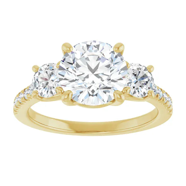 The Iconic 3-Stone Pavé Engagement Ring | Round | 3 CTW