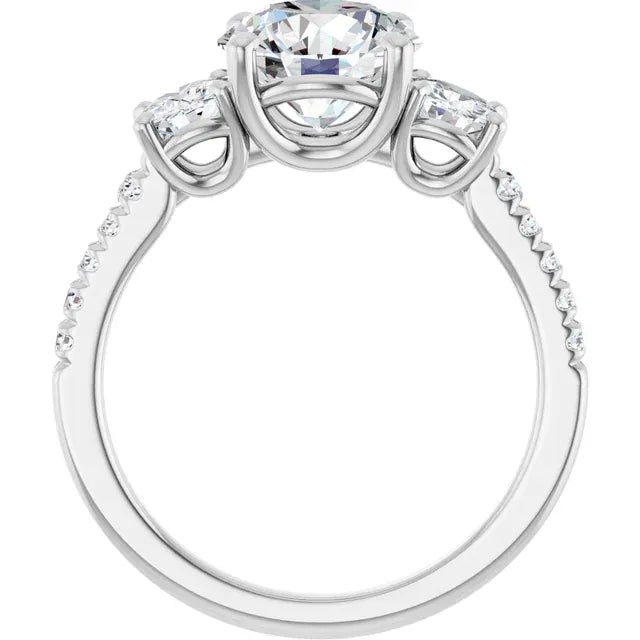 The Iconic 3-Stone Pavé Engagement Ring | Round | 3 CTW
