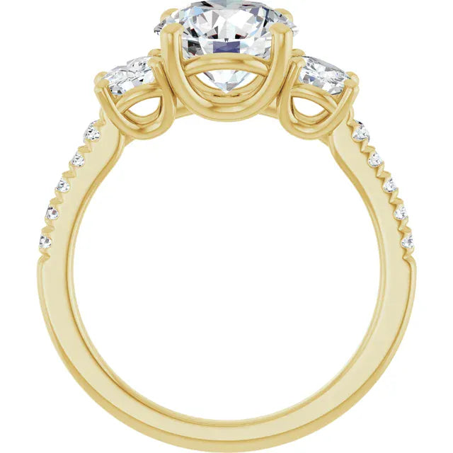 The Iconic 3-Stone Pavé Engagement Ring | Round | 3 CTW