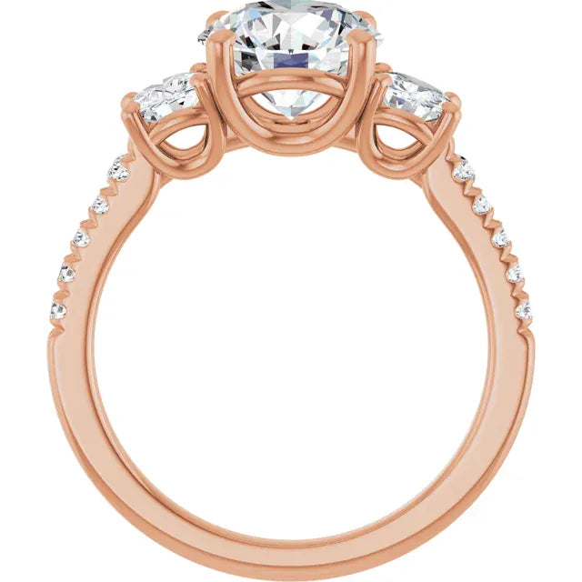 The Iconic 3-Stone Pavé Engagement Ring | Round | 3 CTW
