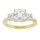 The Iconic 3-Stone Pavé Engagement Ring | Cushion | 3 CTW