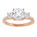 The Iconic 3-Stone Pavé Engagement Ring | Cushion | 3 CTW