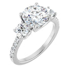 The Iconic 3-Stone Pavé Engagement Ring | Round | 3 CTW