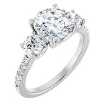 The Iconic 3-Stone Pavé Engagement Ring | Round | 3 CTW