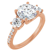The Iconic 3-Stone Pavé Engagement Ring | Round | 3 CTW