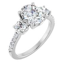 The Iconic 3-Stone Pavé Engagement Ring | Oval | 3 CTW