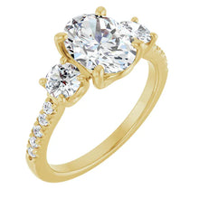 The Iconic 3-Stone Pavé Engagement Ring | Oval | 3 CTW