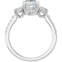 The Iconic 3-Stone Pavé Engagement Ring | Cushion | 3 CTW