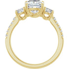 The Iconic 3-Stone Pavé Engagement Ring | Cushion | 3 CTW