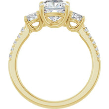 The Iconic 3-Stone Pavé Engagement Ring | Cushion | 3 CTW