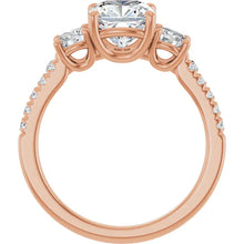 The Iconic 3-Stone Pavé Engagement Ring | Cushion | 3 CTW