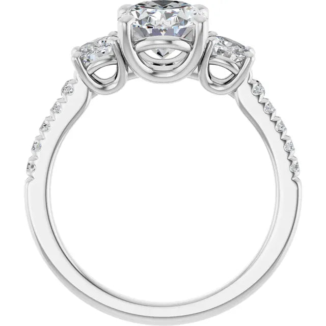 The Iconic 3-Stone Pavé Engagement Ring | Oval | 3 CTW