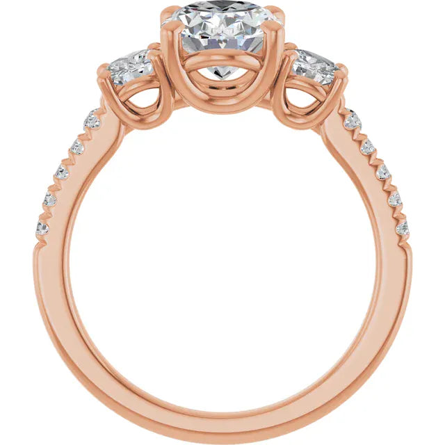 The Iconic 3-Stone Pavé Engagement Ring | Oval | 3 CTW