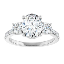 The Iconic 3-Stone Pavé Engagement Ring | Oval | 3 CTW
