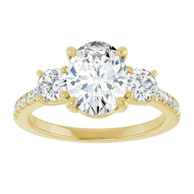 The Iconic 3-Stone Pavé Engagement Ring | Oval | 3 CTW