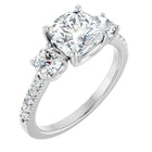 The Iconic 3-Stone Pavé Engagement Ring | Cushion | 3 CTW