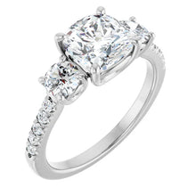 The Iconic 3-Stone Pavé Engagement Ring | Cushion | 3 CTW